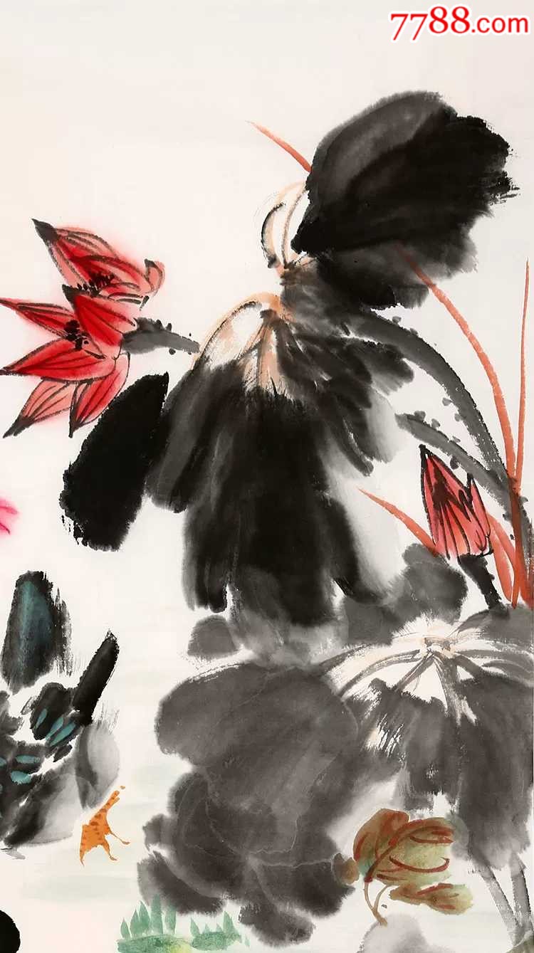 董卿手绘花鸟【池塘清趣】_花鸟国画原作_第6张