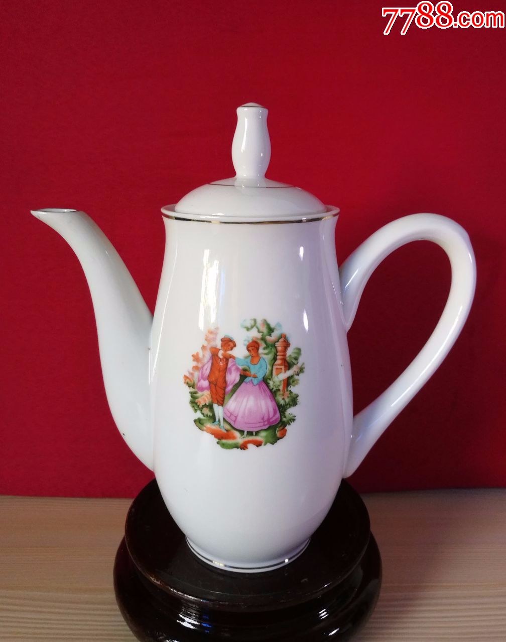 出口创汇期德化贴花人物故事纹茶壶