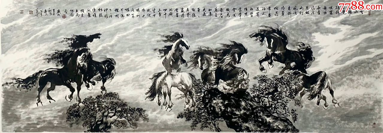 天来堂最具收藏实力派以马寄情刘勃舒小八尺八骏图