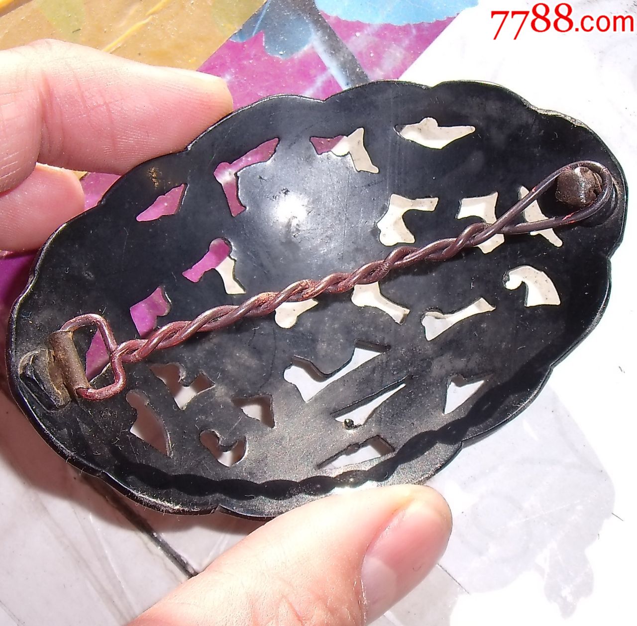 民国赛璐璐发卡发饰(手刻花纹)