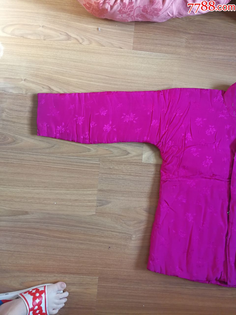 老式粉色手工纯棉花花棉袄