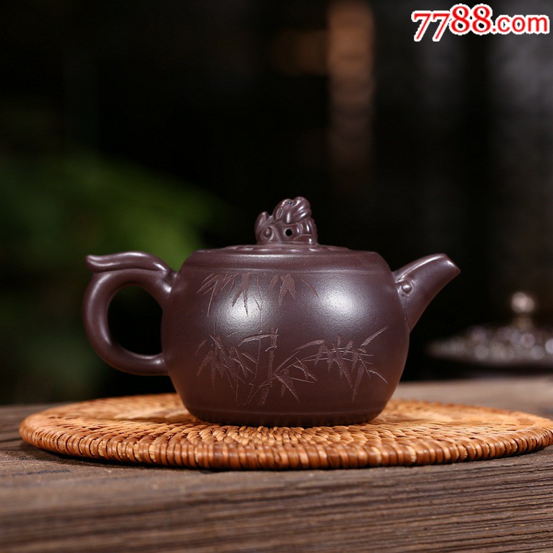 宜兴紫砂壶陈苗全手工原矿紫泥祥瑞壶