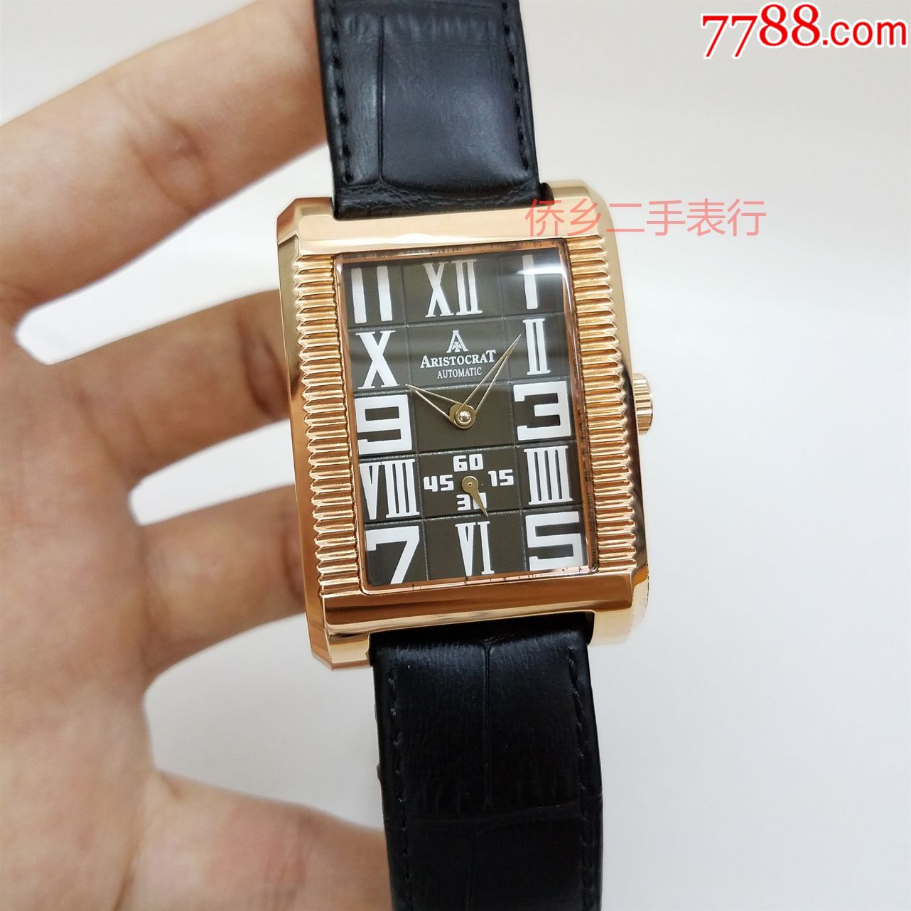 aristocrat自动机械男表【独特小三针设计,漂亮深灰方格表盘_手表