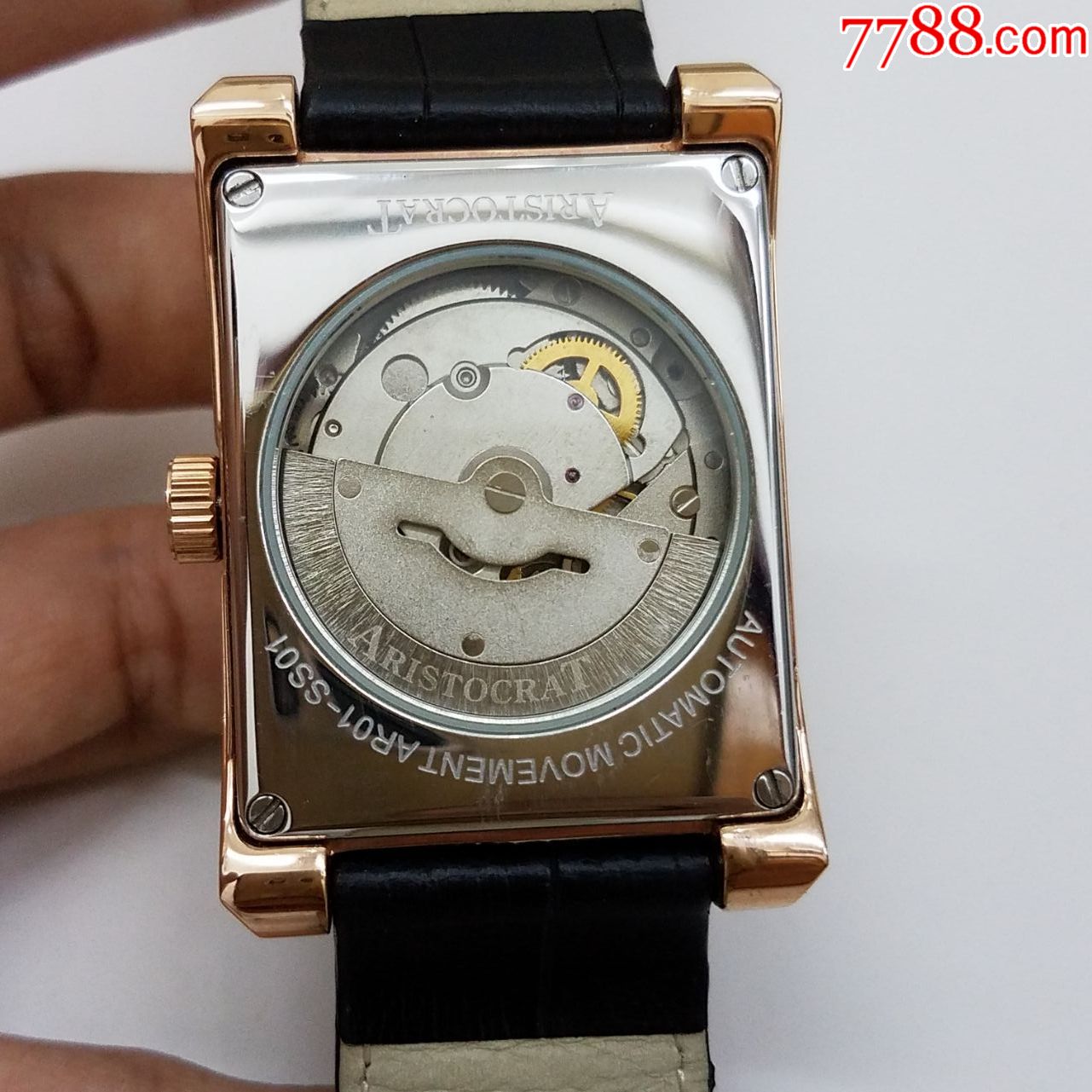 aristocrat自动机械男表【独特小三针设计,漂亮深灰方格表盘,手表