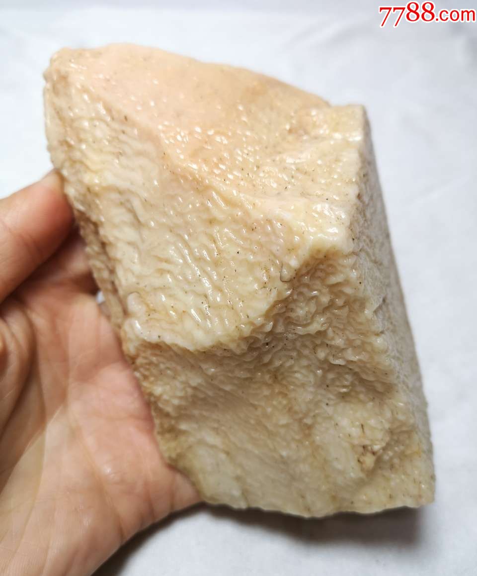 3309新疆奶油白戈壁玉原石摆件