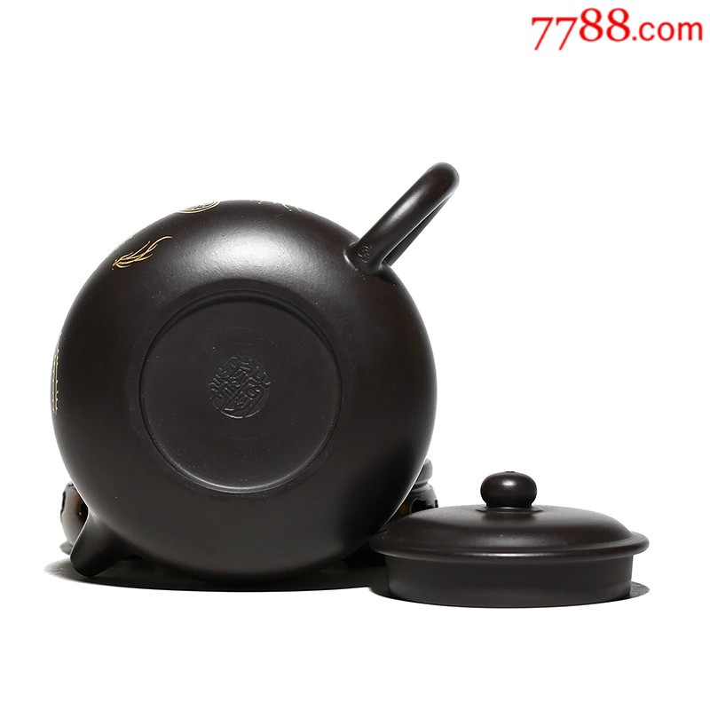 紫砂茶壶名家李烈华全手工正品描金原矿朱泥黑泥仿古壶
