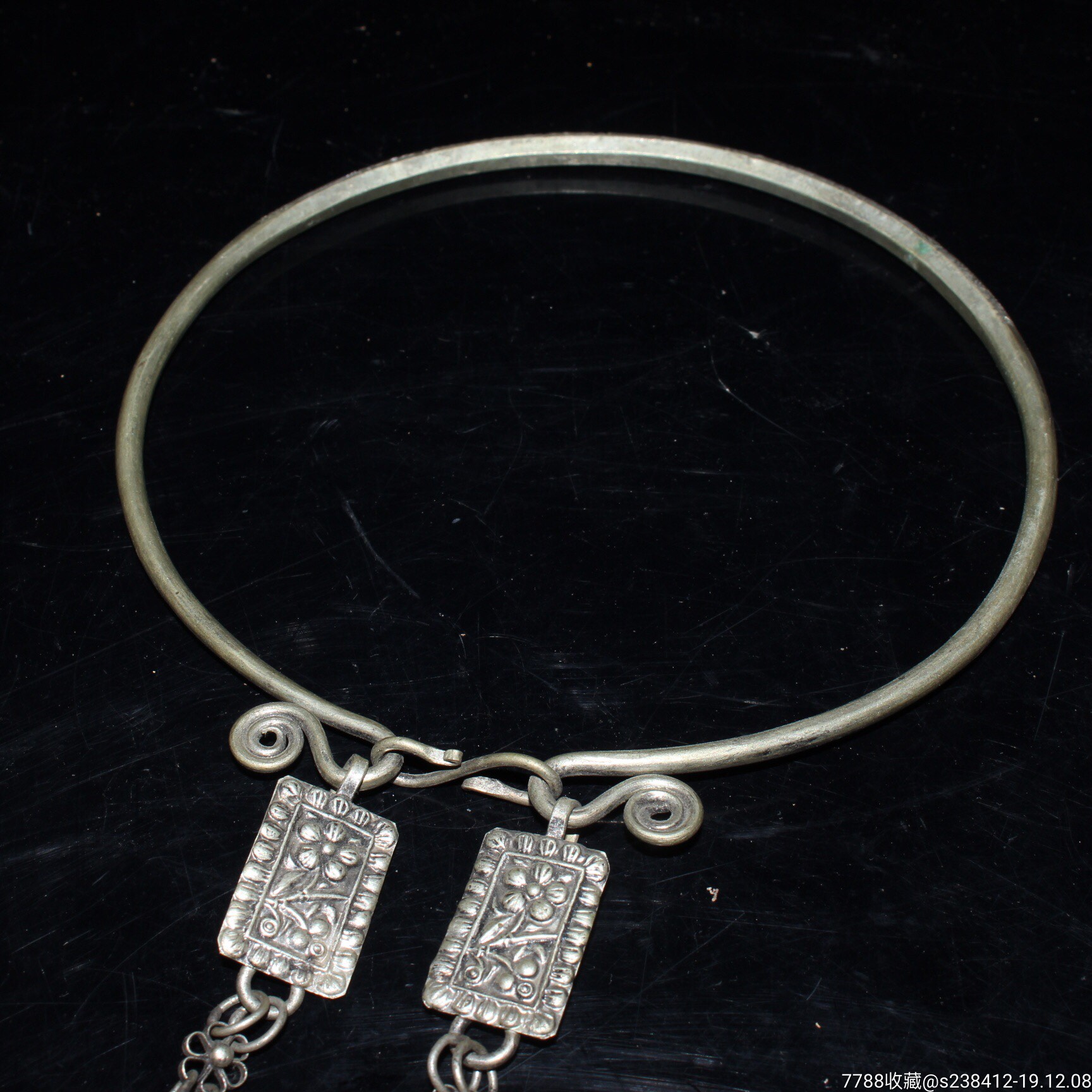 纯银银项圈长命锁