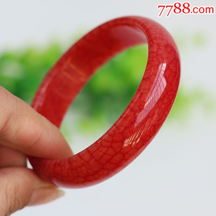 玉器纯天然鸡血玉手镯岫玉鸡血石女式玉镯玉石