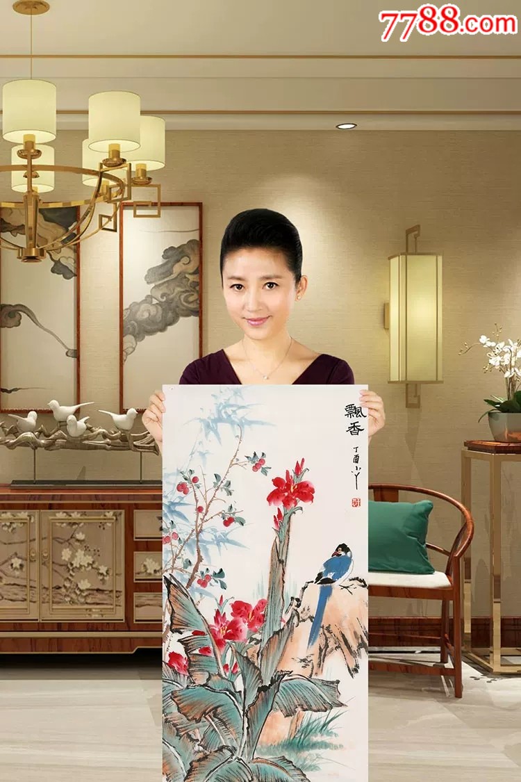 王小丫手绘三尺花鸟【飘香】