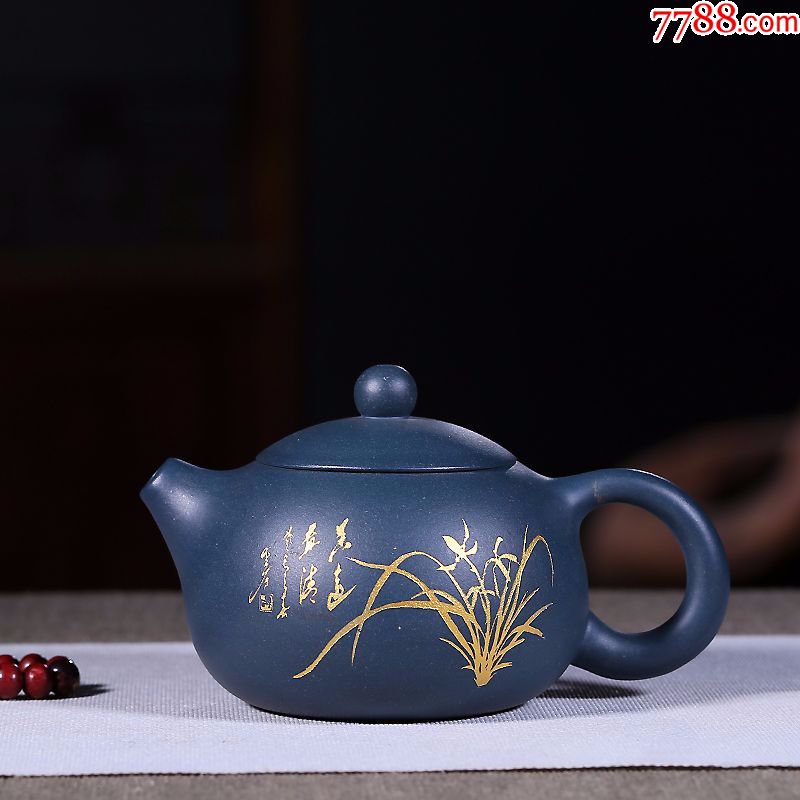 清仓宜兴原矿天青泥描金西施壶赵国才_紫砂壶_第1张