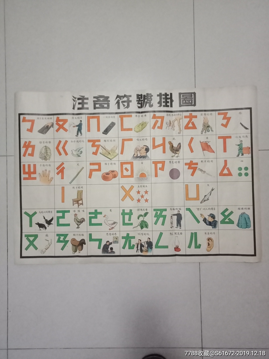 五十年代的注音符号挂图【稀少难见】