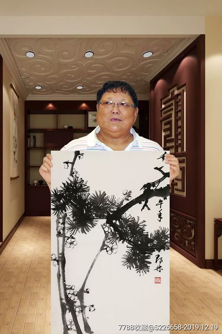 邓林手绘松梅图公司酒店装修字画收藏_花鸟国画原作_第4张