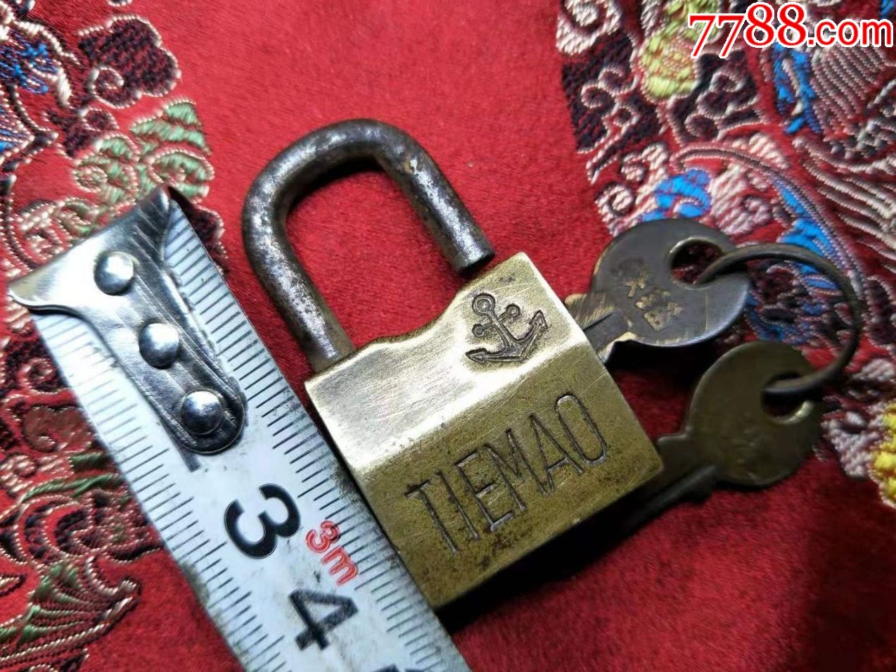 铁锚牌铜锁二把原钥匙好用品相如图