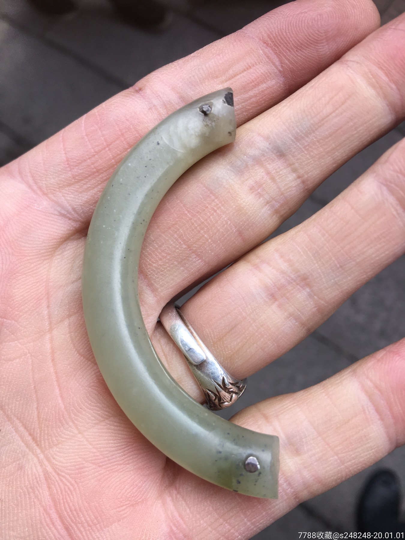 清代和田玉断镯子,长7厘米,条粗0.9厘米_价格300元_第1张