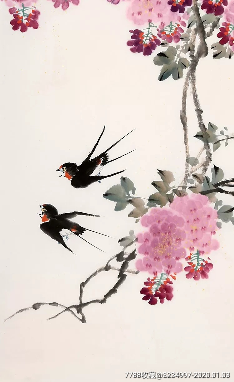 王小丫手绘三尺花鸟【飘香】