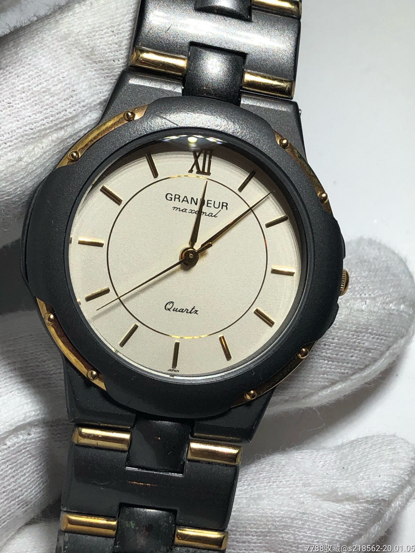瑞士grandeur尊德石英男表表盘34mm厚8mm表带长18.5cm走时精准保
