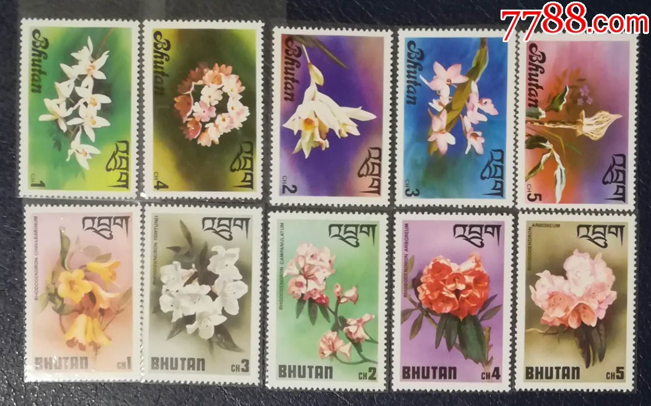 不丹花卉10枚-亚洲邮票-7788收藏__收藏热线