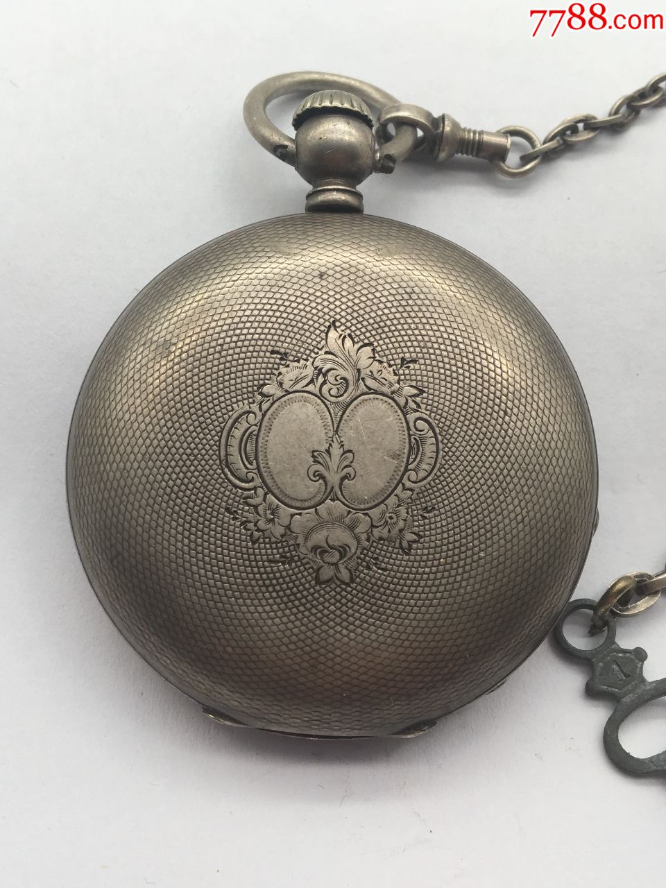 三开门纯银古董老怀表正常走时直径52.5mm表盘轻微瑕疵带表链!