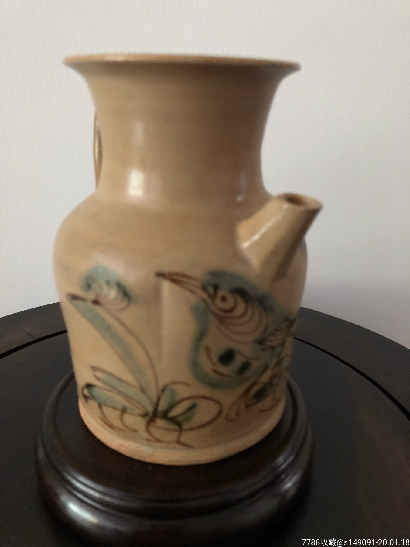 唐代长沙窑绘花鸟纹执壶._青瓷/秘色瓷_第8张_7788瓷器