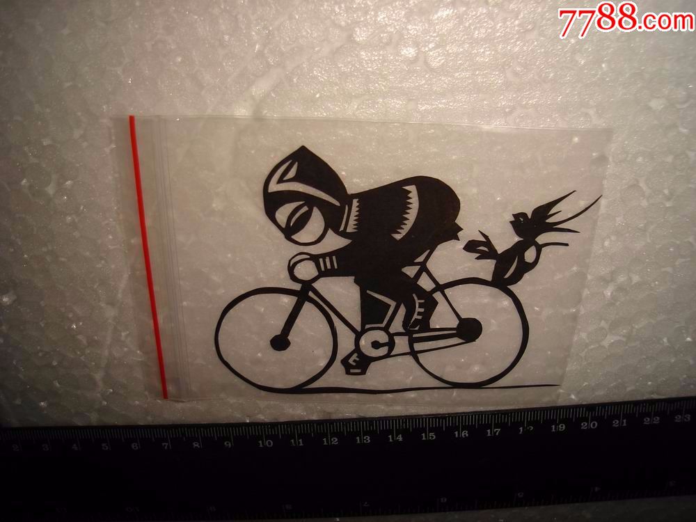 剪纸,小女孩,帽子,单车,骑车?