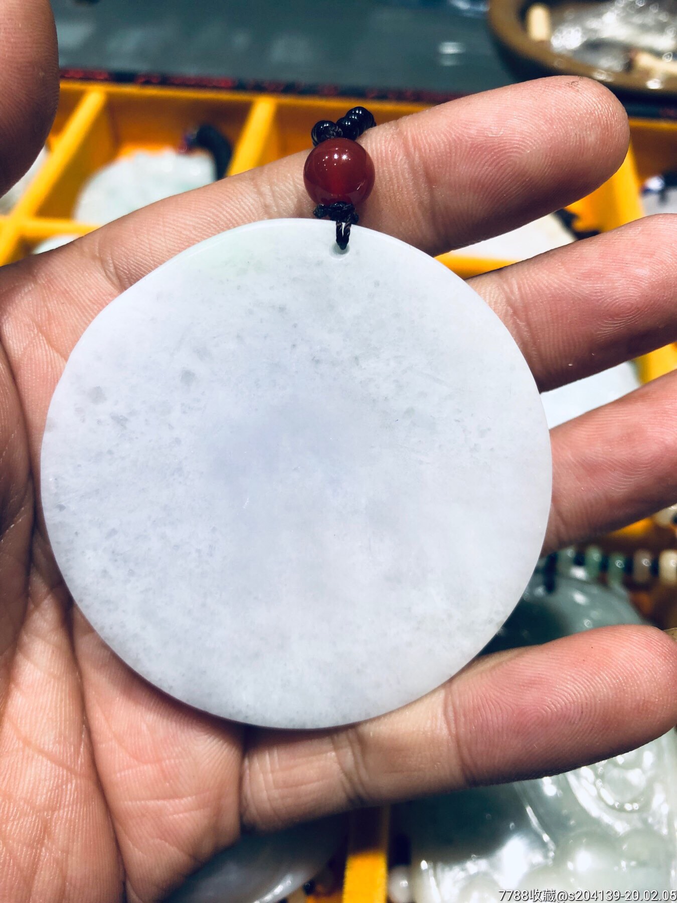 翡翠手镯心荷花吊坠.