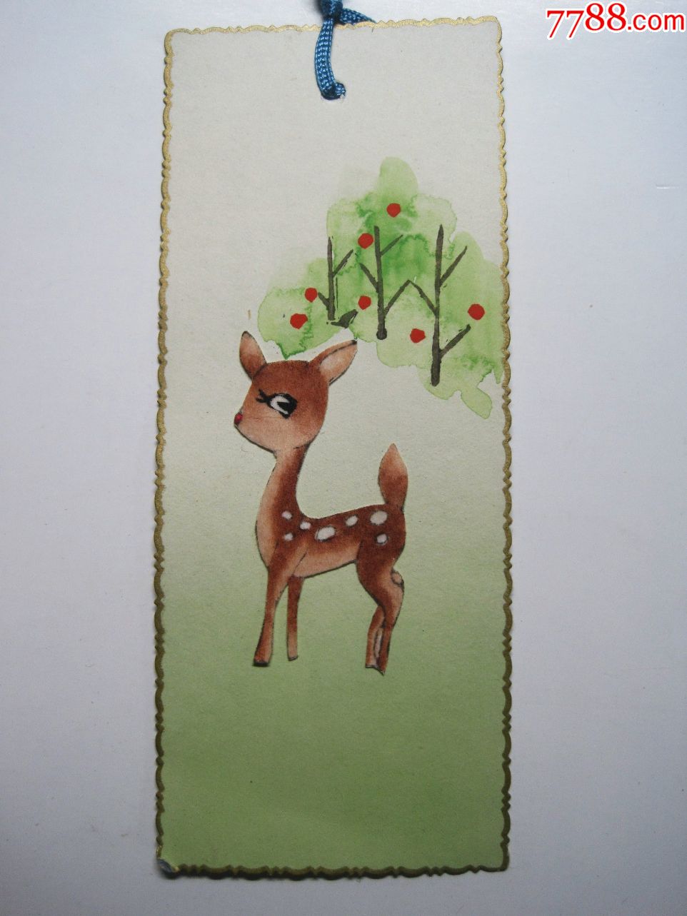 漂亮【梅花鹿图】栽绒老书签!