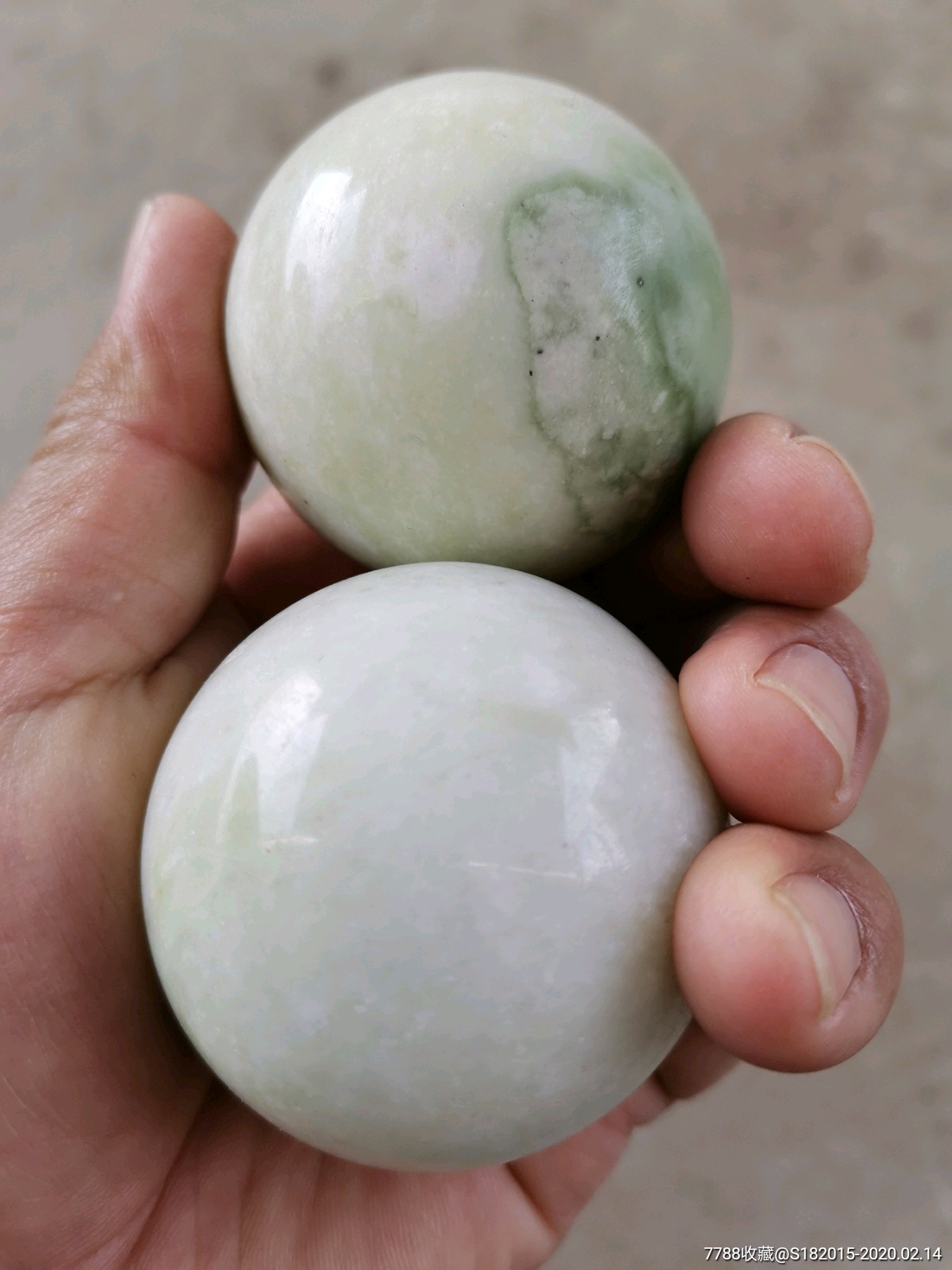 翡翠玉石健身球一对