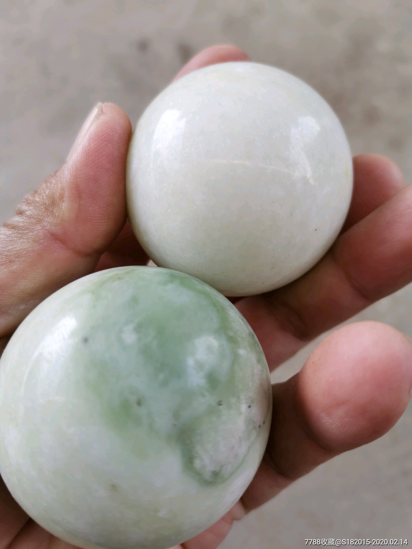 翡翠玉石健身球一对