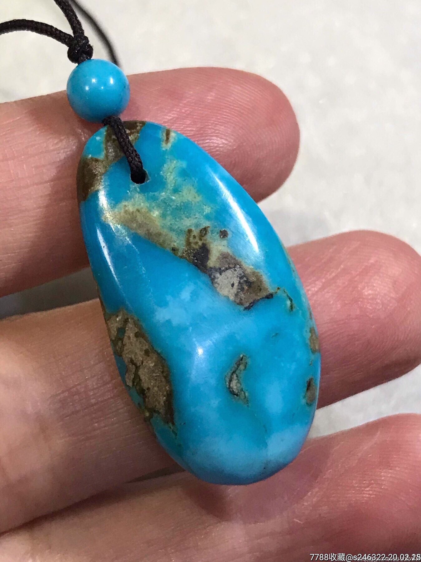 【新年送礼大促】高瓷蓝原矿绿松石挂件吊坠6.5克