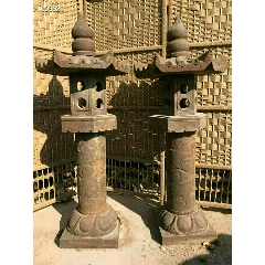 青石石灯一对，保存完好品相如图(au22306779)_7788收藏__收藏热线