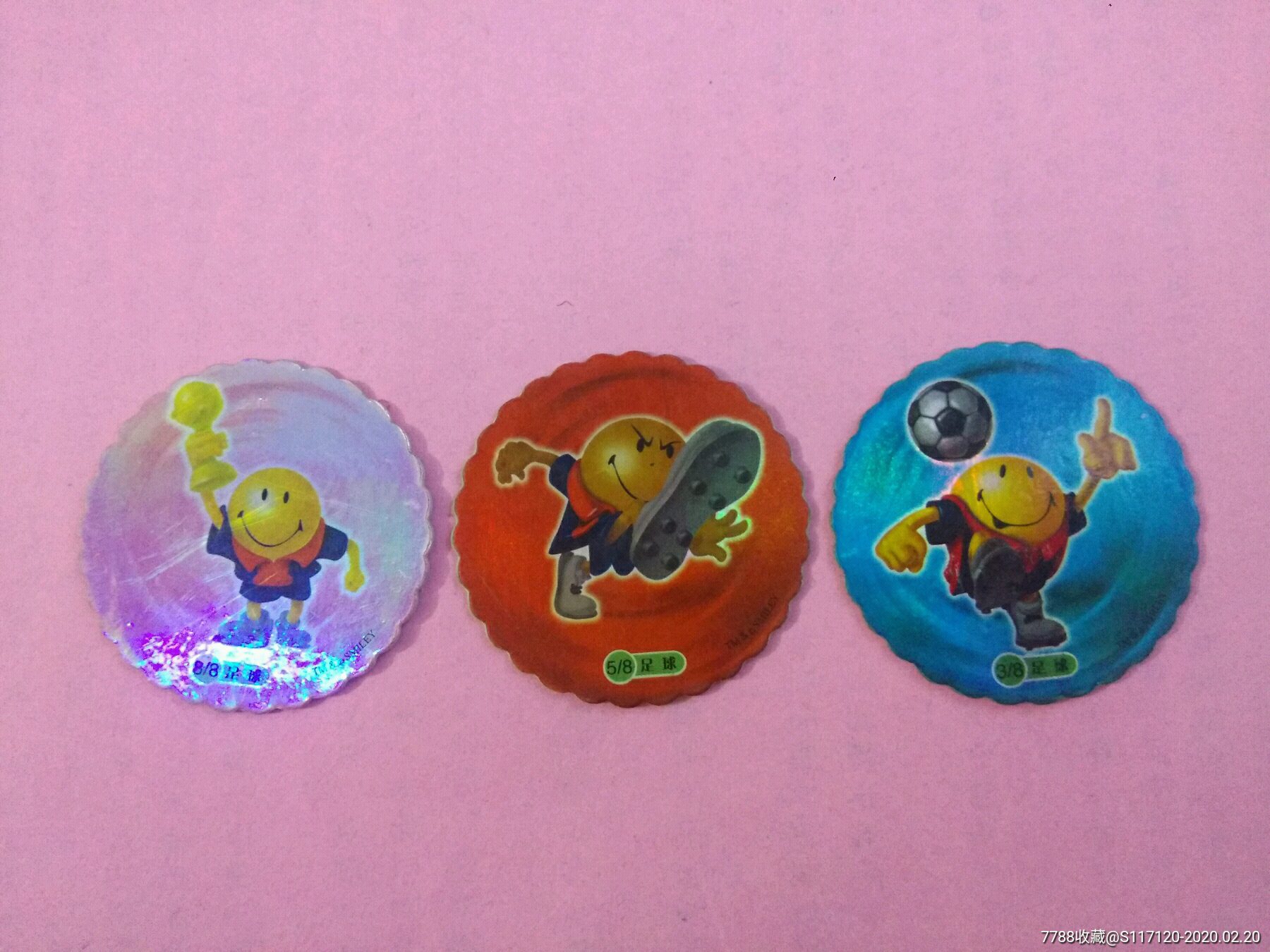 小当家脆脆面食品卡,圆卡,闪卡(足球3.5.8)3枚合售