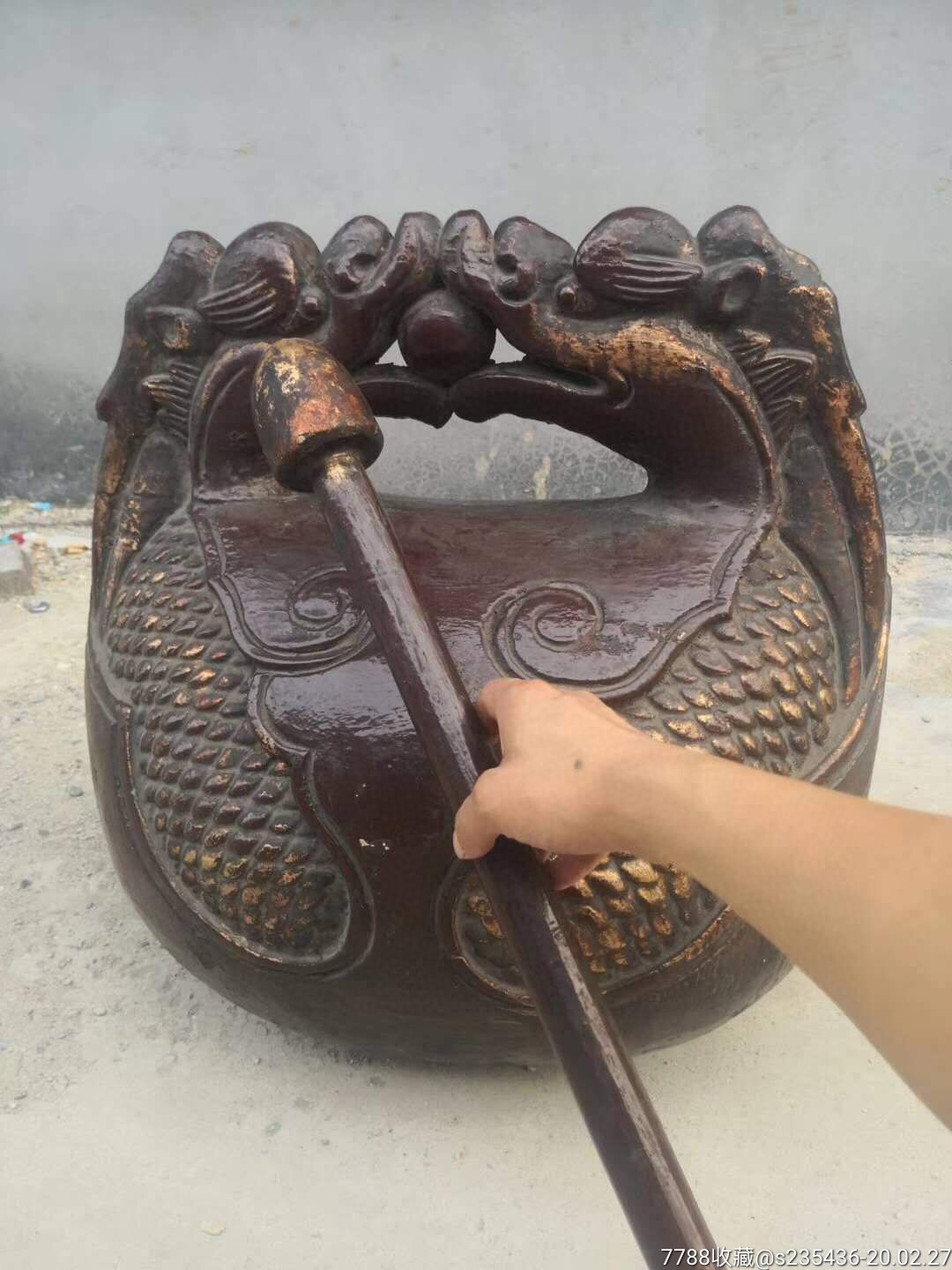 清代大木鱼,尺寸超大,雕刻精美,寺庙供奉佳品