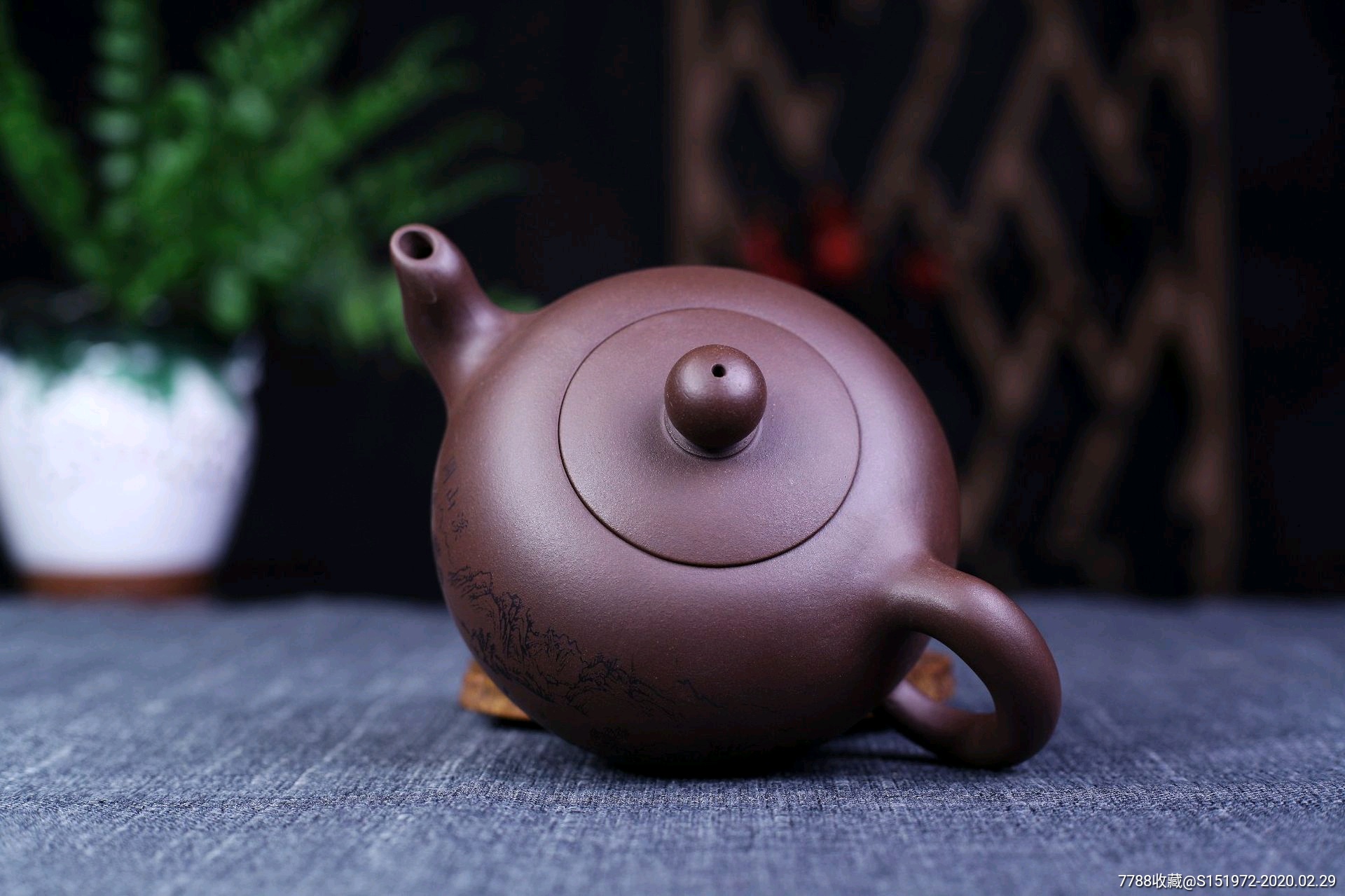 宜兴紫砂壶手工原矿紫泥山水一粒珠紫砂壶