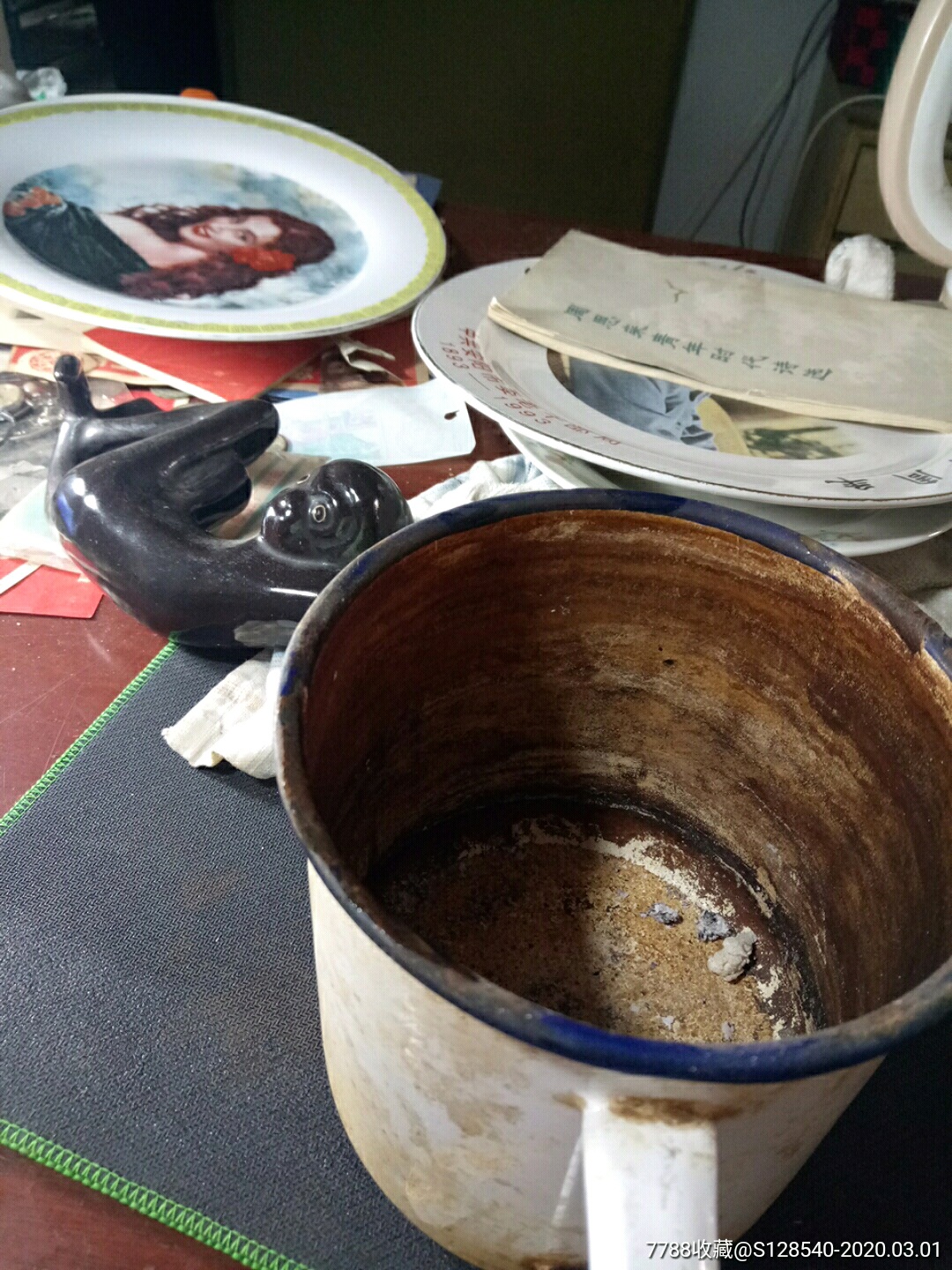 迎客松文革老茶缸