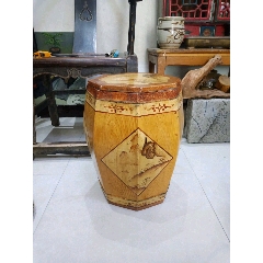 解放初绣墩型漆画木桶(au22394669)_7788收藏__收藏热线