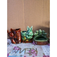 老瓷器笔筒烟灰缸三件合拍，(au22395878)_7788收藏__收藏热线