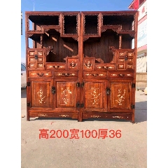 花梨木镶嵌彩贝，雕刻草龙，书柜(au22402738)_7788收藏__收藏热线