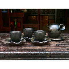 手工茶壶粗陶壶承茶盘家用泡茶壶陶瓷功夫茶具套装铁釉茶杯泡茶器粗陶茶具/套装(au22415963)_7788收藏__收藏热线