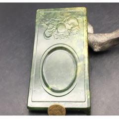 老料碧玉文房墨宝抄经砚台笔舔379克(au22422255)_7788收藏__收藏热线