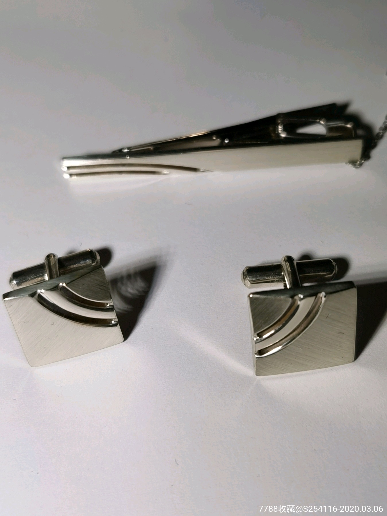 日本精制纯银领带夹袖口sterling领带夹5956mm袖口165mm重