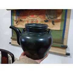 清代老紫砂壶老提梁壶黑紫砂壶(au22436420)_7788收藏__收藏热线