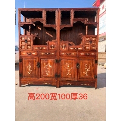 花梨木，镶嵌贝壳，雕刻草龙书柜(zc22436986)_7788收藏__收藏热线