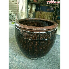 宋代江西吉州窑乌金釉编织纹大陶缸(au22439199)_7788收藏__收藏热线