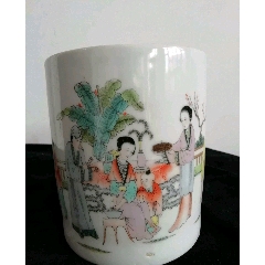 漂亮的民国粉彩人物瓷笔筒包老保真(au22439783)_7788收藏__收藏热线