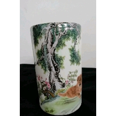 漂亮的民国粉彩人物瓷笔筒包老保真(au22439806)_7788收藏__收藏热线