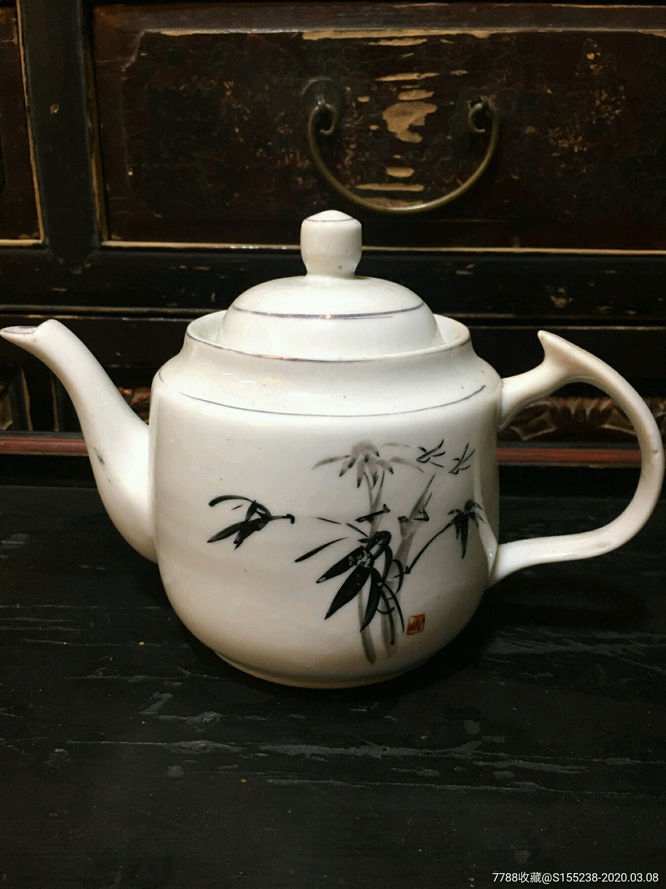 90年代手绘竹节茶壶
