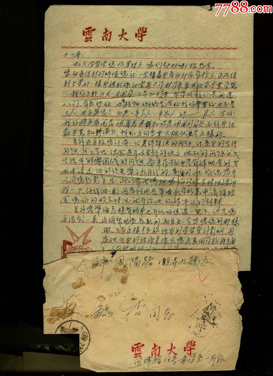 50年代云南大学林毓写的信函