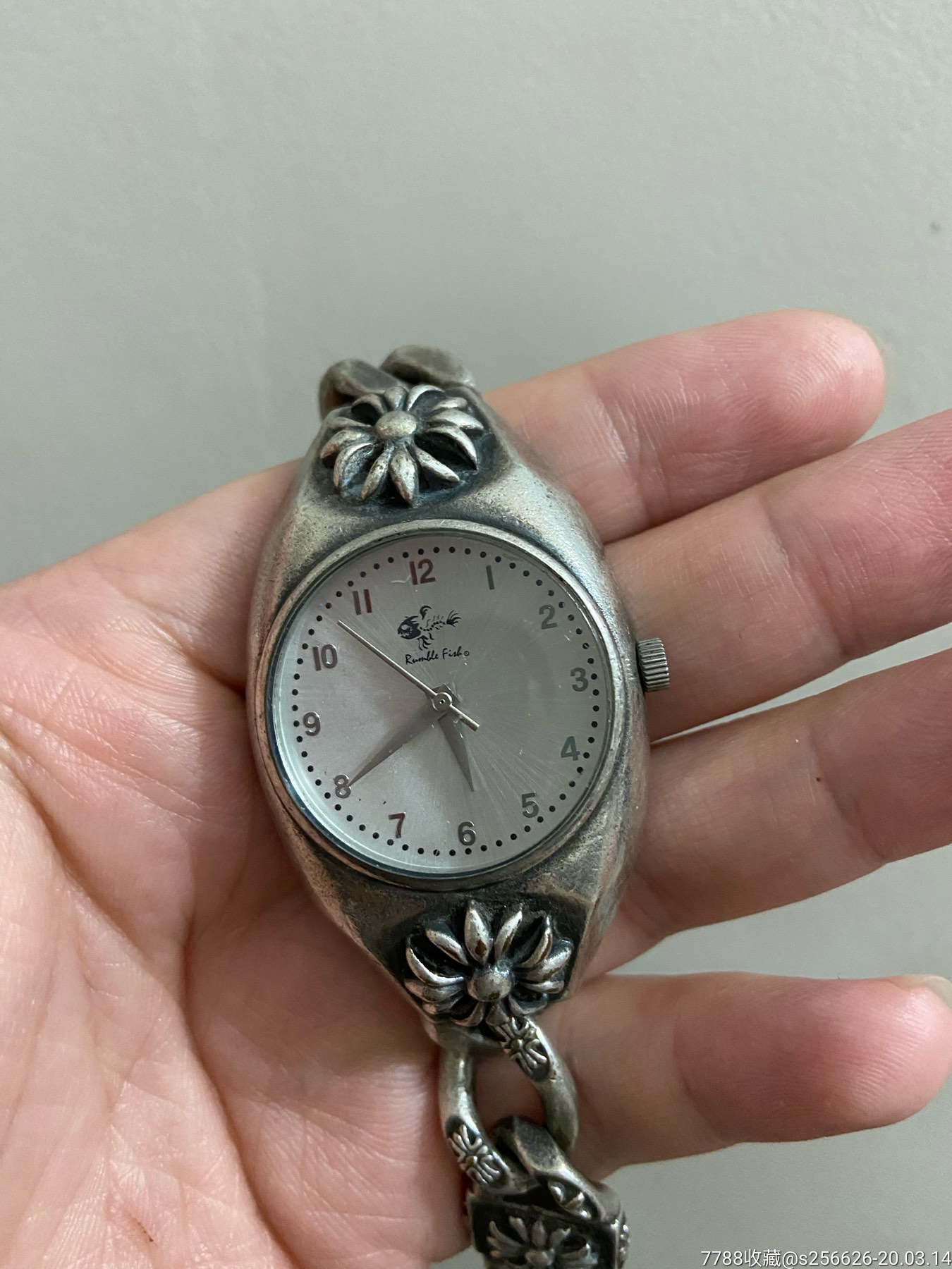 稀罕好货,重140克纯银克罗心男士手表,国外品牌,采用日本机芯,走时,缺