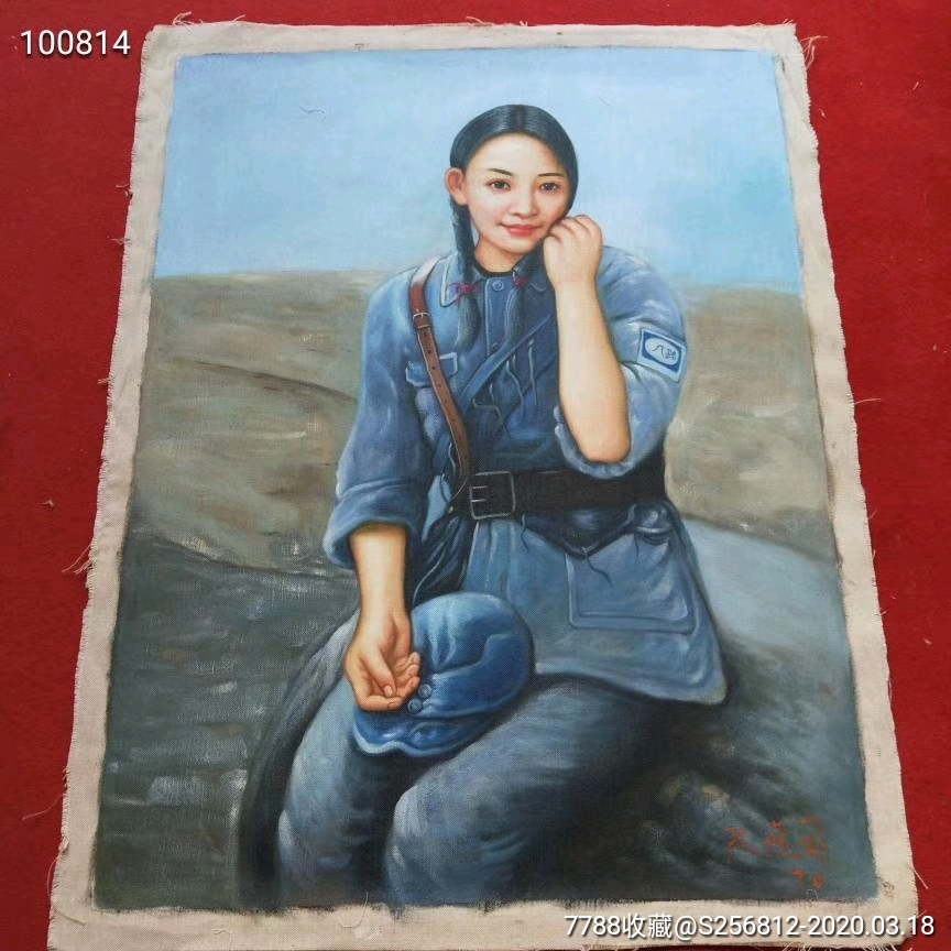 抗战时期女兵肖像油画