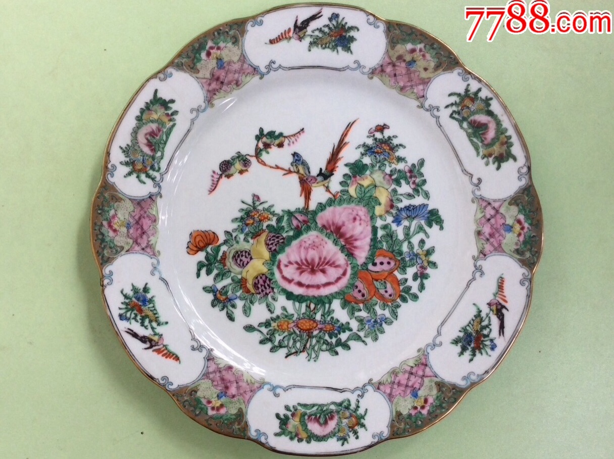 广彩花鸟花口瓷盘